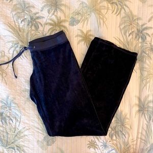 NWT Juicy Couture Women's Velour Wide Leg Track Pants in Navy Blue (Size Medium)